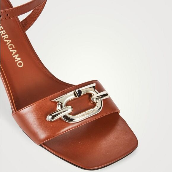 Ferragamo Priscilla Gancini Leather Ankle Strap Sandals, New, Size 7.5/37 - Picture 7 of 15